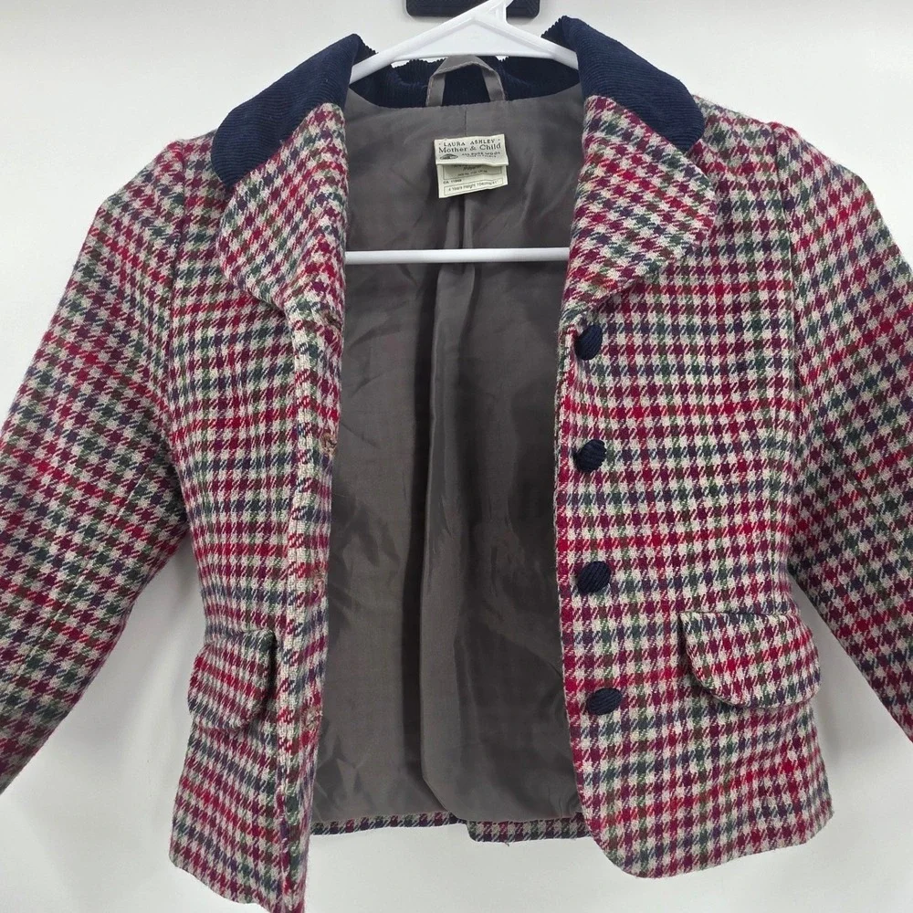 VINTAGE LAURA ASHLEY MOTHER & CHILD HOUNDSTOOTH WOOL BLAZER SIZE 4 YEARS RARE